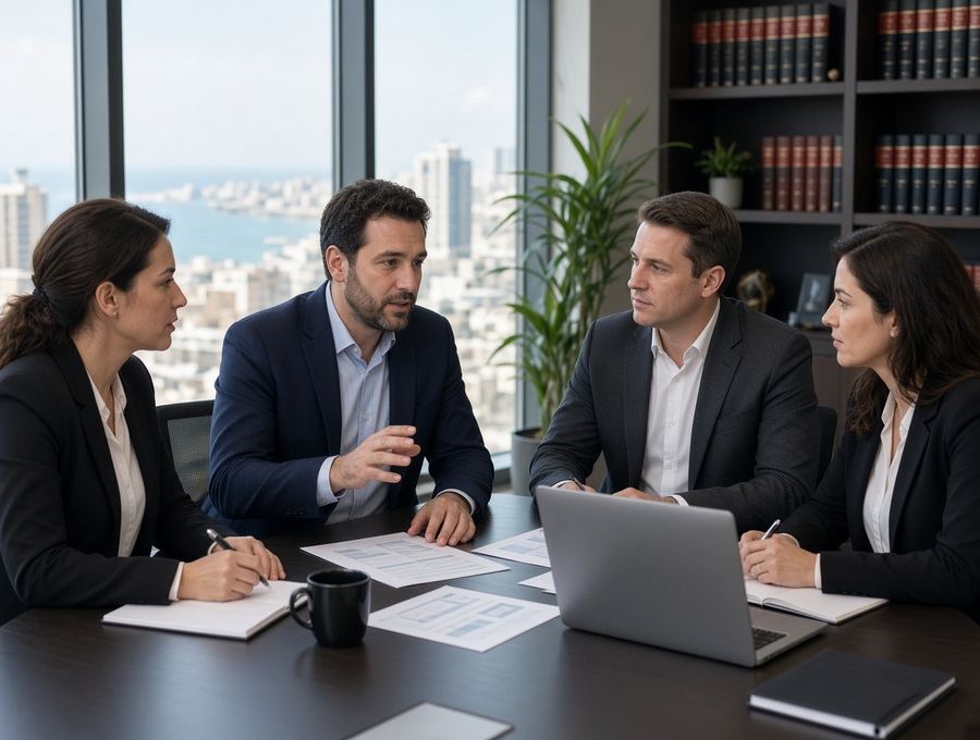 Переговорная офиса Cyprus Capital Law в Лимасоле с видом на залив